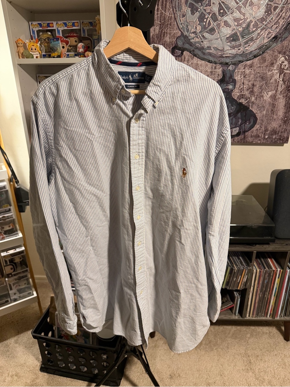 Ralph Lauren Blue and White Striped Button-Down Shirt